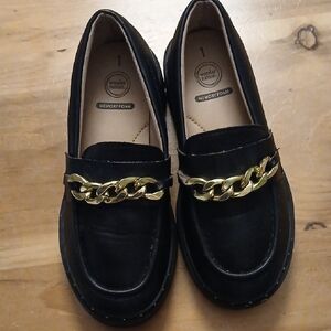 Wonder Nation Platfirm Loafers With Memory Foam Insole,black Size 1 Little Girls